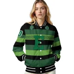 personalized eastern michigan eagles clover green lines green black varsity jacket best selling