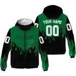 personalized eastern michigan eagles flame trim green black windbreaker jacket best selling
