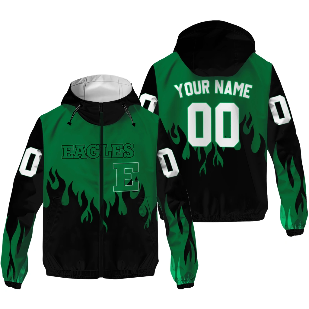 personalized eastern michigan eagles flame trim green black windbreaker jacket high quality personalized eastern michigan eagles flame trim green black windbreaker jacket high quality