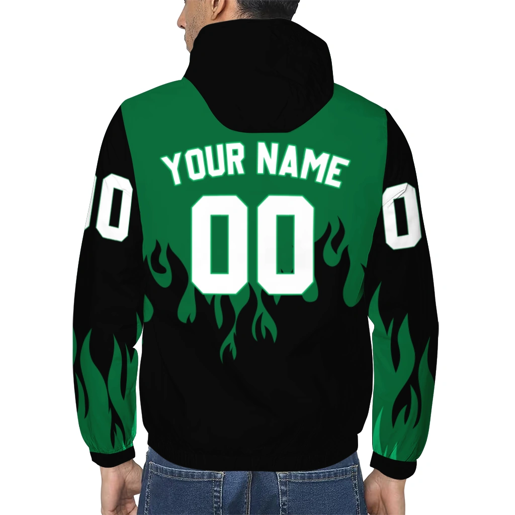 personalized eastern michigan eagles flame trim green black windbreaker jacket trendy personalized eastern michigan eagles flame trim green black windbreaker jacket trendy