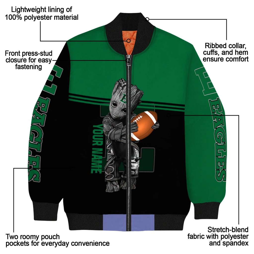 personalized eastern michigan eagles groot football green black bomber jacket new arrival personalized eastern michigan eagles groot football green black bomber jacket new arrival