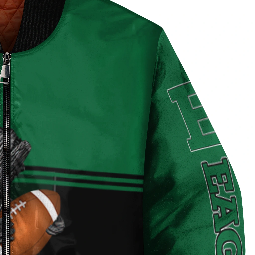 personalized eastern michigan eagles groot football green black bomber jacket premium grade personalized eastern michigan eagles groot football green black bomber jacket premium grade