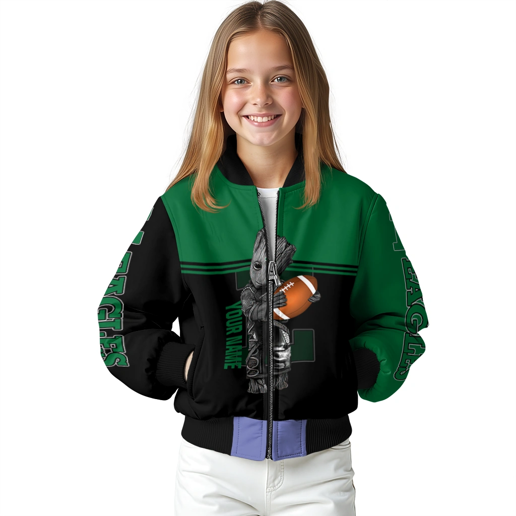 personalized eastern michigan eagles groot football green black bomber jacket top rated personalized eastern michigan eagles groot football green black bomber jacket top rated