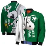 personalized eastern michigan eagles snoopy head green bomber jacket best selling