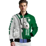 personalized eastern michigan eagles snoopy head green bomber jacket best selling