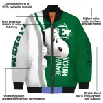 personalized eastern michigan eagles snoopy head green bomber jacket best selling