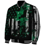 personalized eastern michigan eagles star stripes green black varsity jacket best selling