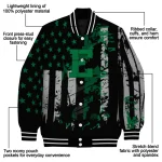 personalized eastern michigan eagles star stripes green black varsity jacket best selling