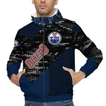personalized edmonton oilers arrow matrix blue black windbreaker jacket best selling