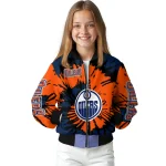 personalized edmonton oilers burst splatter blue bomber jacket best selling