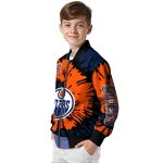 personalized edmonton oilers burst splatter blue bomber jacket best selling