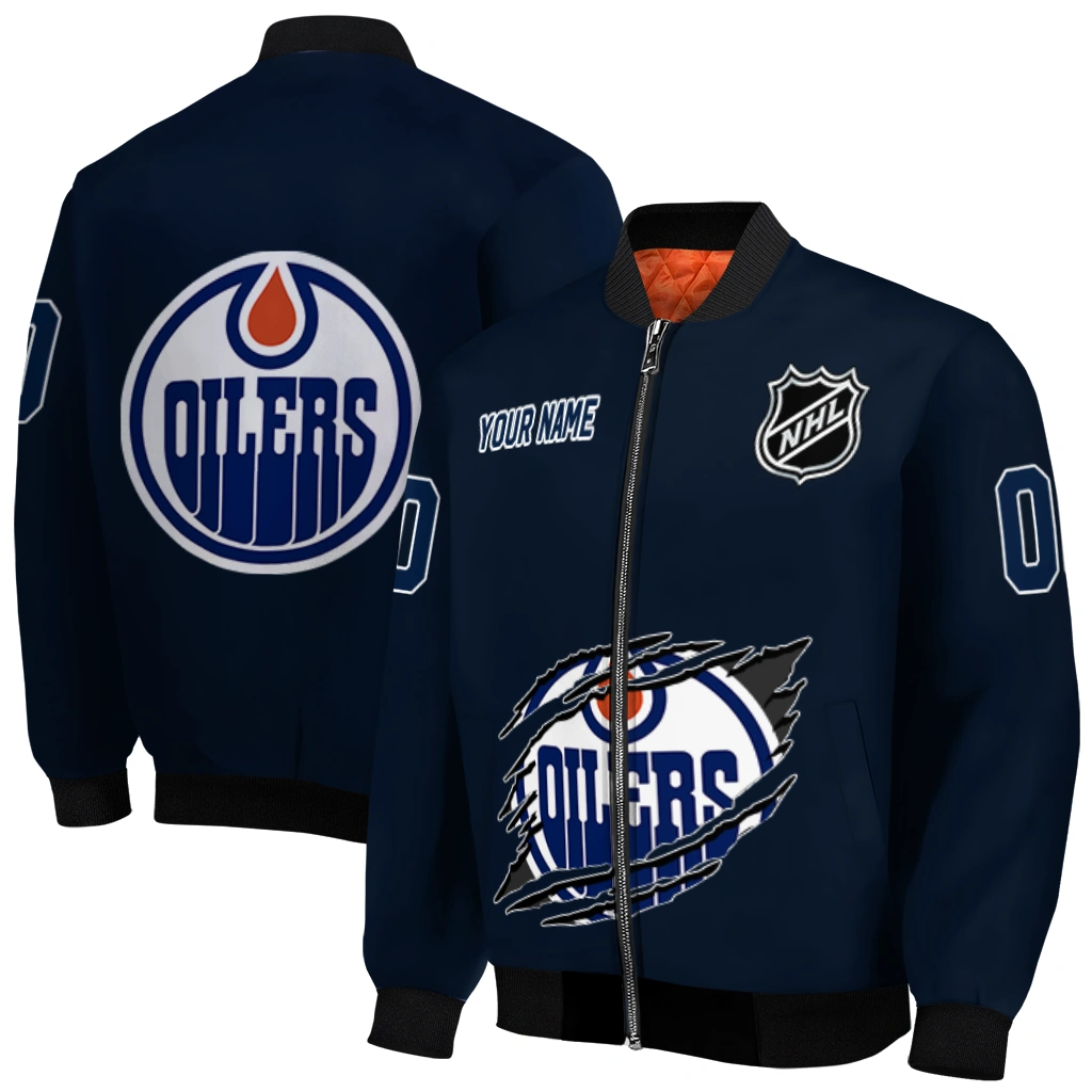 personalized edmonton oilers claw rip blue bomber jacket best selling personalized edmonton oilers claw rip blue bomber jacket best selling