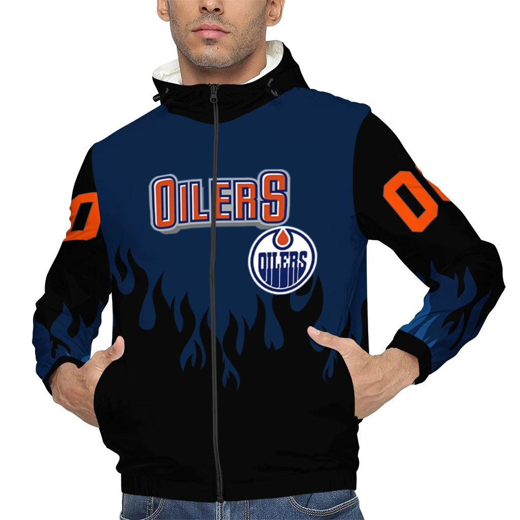 personalized edmonton oilers flame trim blue black windbreaker jacket top rated personalized edmonton oilers flame trim blue black windbreaker jacket top rated
