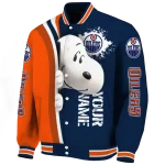 personalized edmonton oilers snoopy head blue varsity jacket best selling