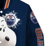 personalized edmonton oilers snoopy head blue varsity jacket best selling