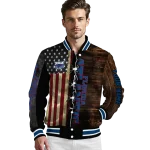 personalized florida atlantic owls flag wood brown varsity jacket best selling