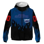 personalized florida atlantic owls flame trim blue black windbreaker jacket best selling