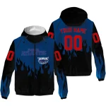 personalized florida atlantic owls flame trim blue black windbreaker jacket best selling
