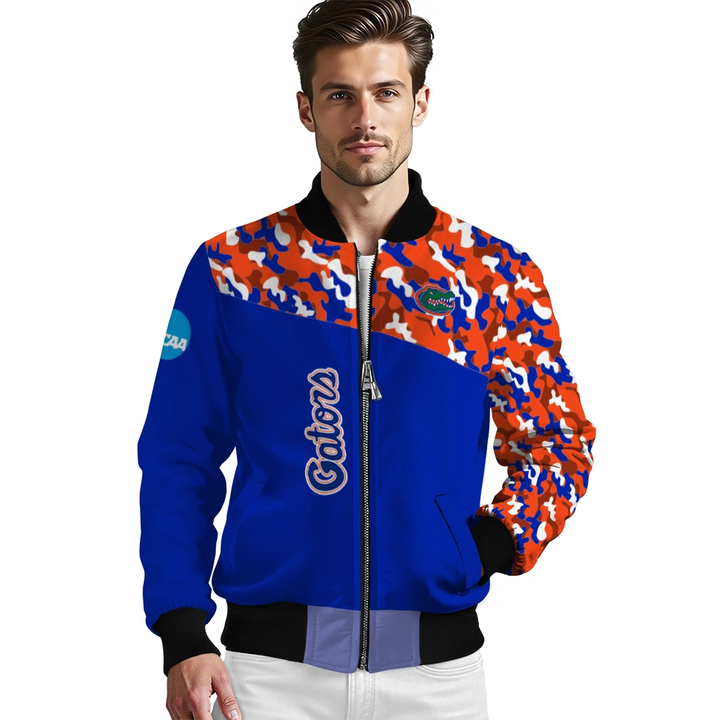 personalized florida gators camouflage splash blue bomber jacket high quality personalized florida gators camouflage splash blue bomber jacket high quality
