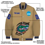 personalized florida gators claw effect beige varsity jacket best selling