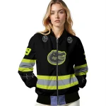 personalized florida gators heartbeat accent black green bomber jacket best selling