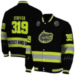 personalized florida gators heartbeat accent black green varsity jacket best selling