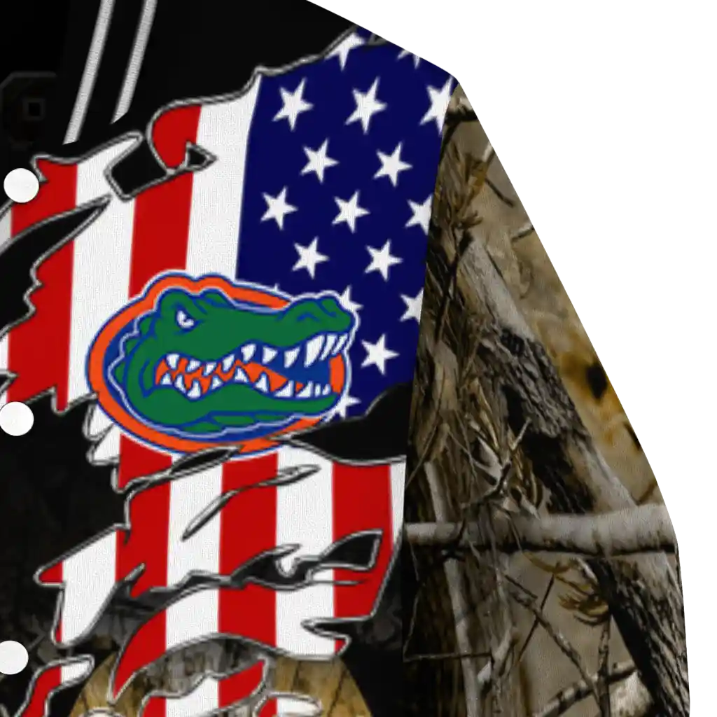 personalized florida gators patriot deer camouflage varsity jacket premium grade personalized florida gators patriot deer camouflage varsity jacket premium grade