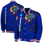 personalized florida gators usa flag claws blue varsity jacket best selling