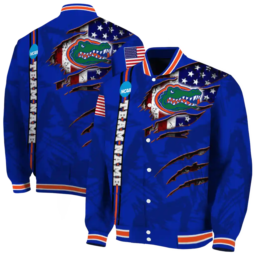 personalized florida gators usa flag claws blue varsity jacket fashion forward personalized florida gators usa flag claws blue varsity jacket fashion forward