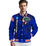 personalized florida gators usa flag claws blue varsity jacket best selling