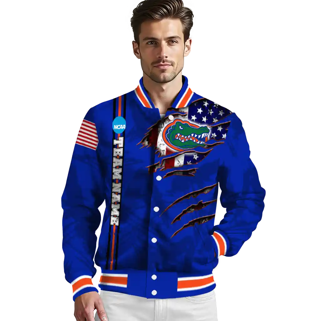 personalized florida gators usa flag claws blue varsity jacket high quality personalized florida gators usa flag claws blue varsity jacket high quality
