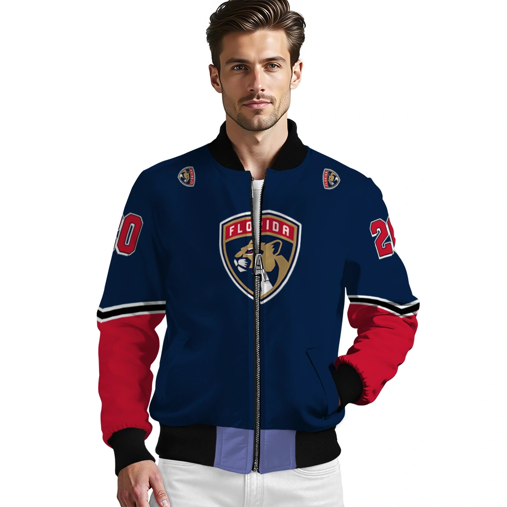personalized florida panthers chevron style red bomber jacket high quality personalized florida panthers chevron style red bomber jacket high quality