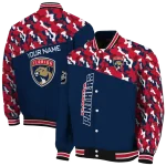 personalized florida panthers flag scratch effect red varsity jacket best selling