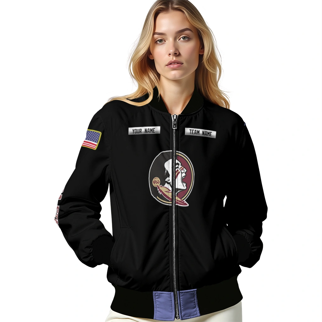 personalized florida state seminoles american flag skull black bomber jacket latest model personalized florida state seminoles american flag skull black bomber jacket latest model