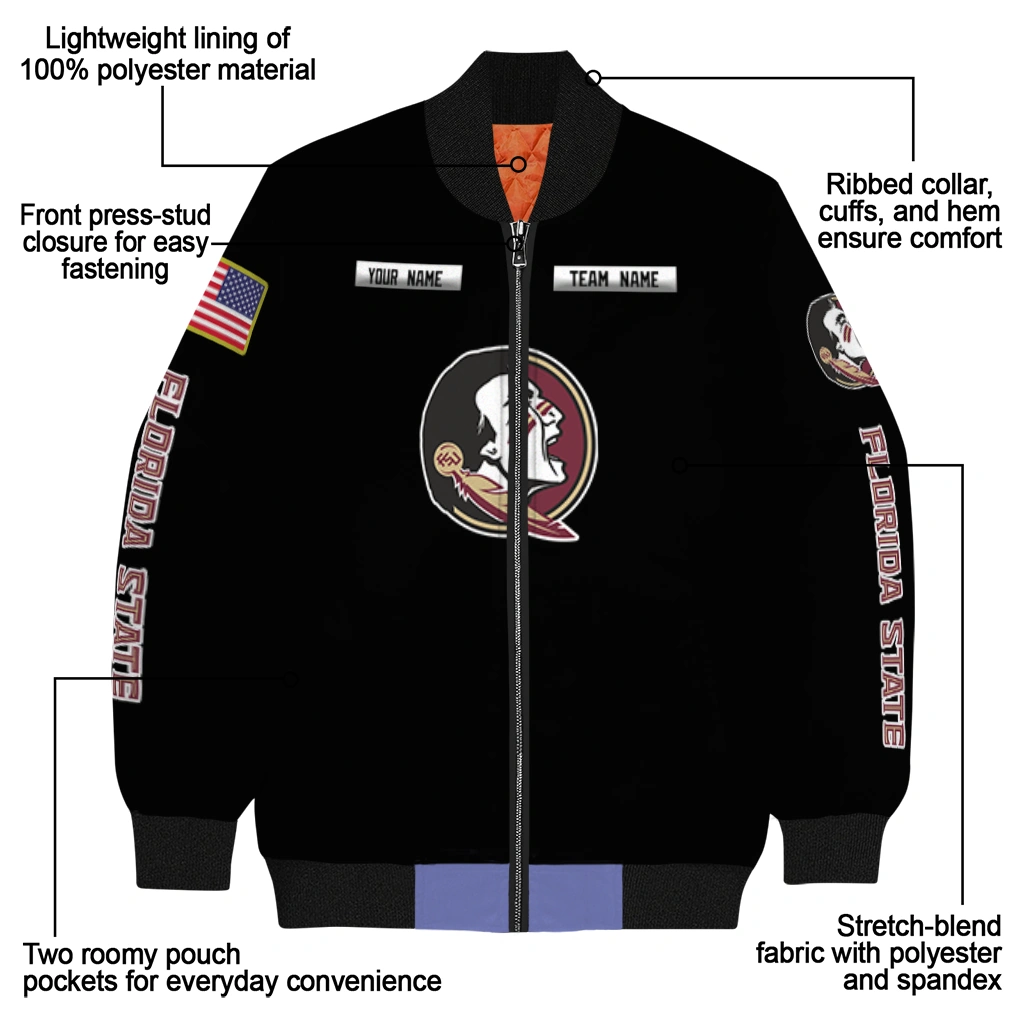 personalized florida state seminoles american flag skull black bomber jacket new arrival personalized florida state seminoles american flag skull black bomber jacket new arrival