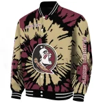 personalized florida state seminoles burst splatter garnet varsity jacket best selling