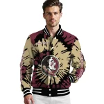 personalized florida state seminoles burst splatter garnet varsity jacket best selling