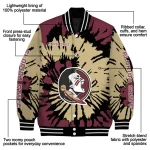 personalized florida state seminoles burst splatter garnet varsity jacket best selling