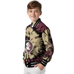 personalized florida state seminoles burst splatter garnet varsity jacket best selling