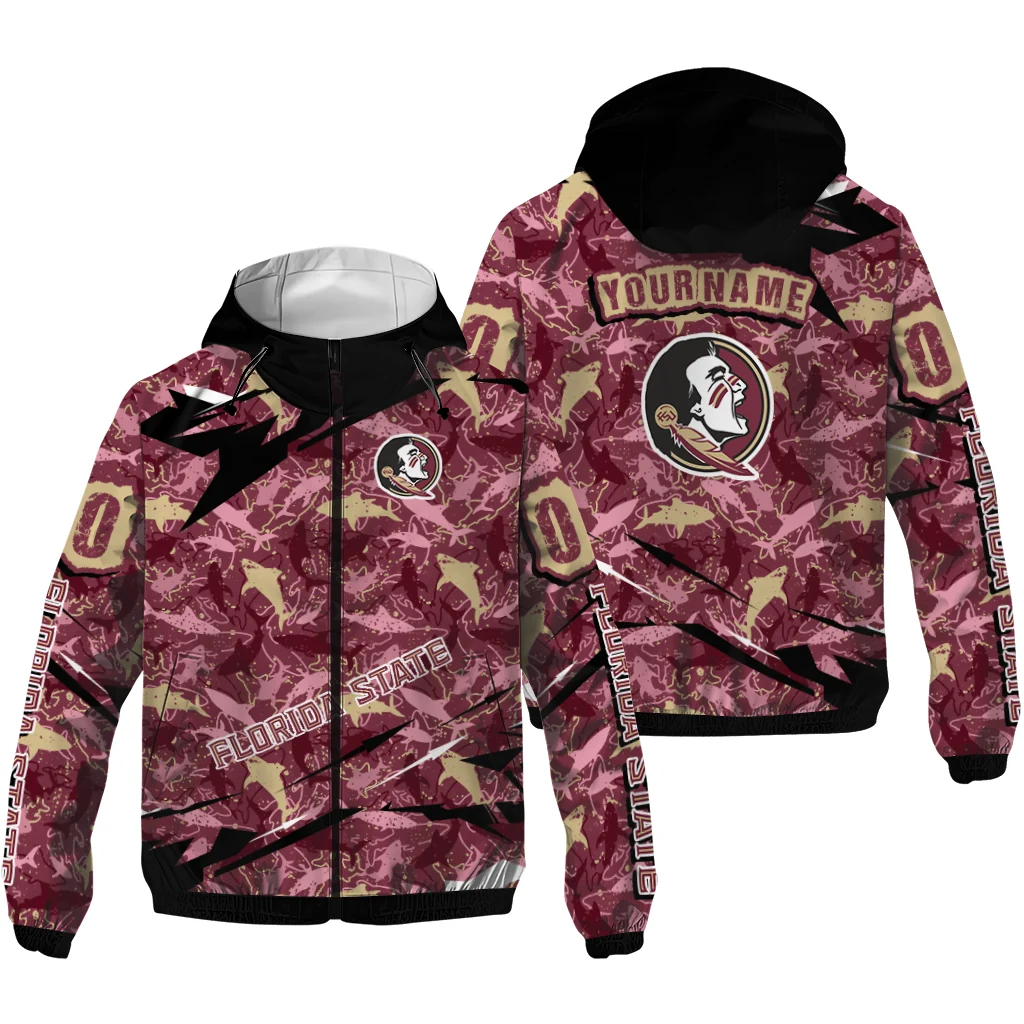 personalized florida state seminoles shark art garnet windbreaker jacket high quality personalized florida state seminoles shark art garnet windbreaker jacket high quality