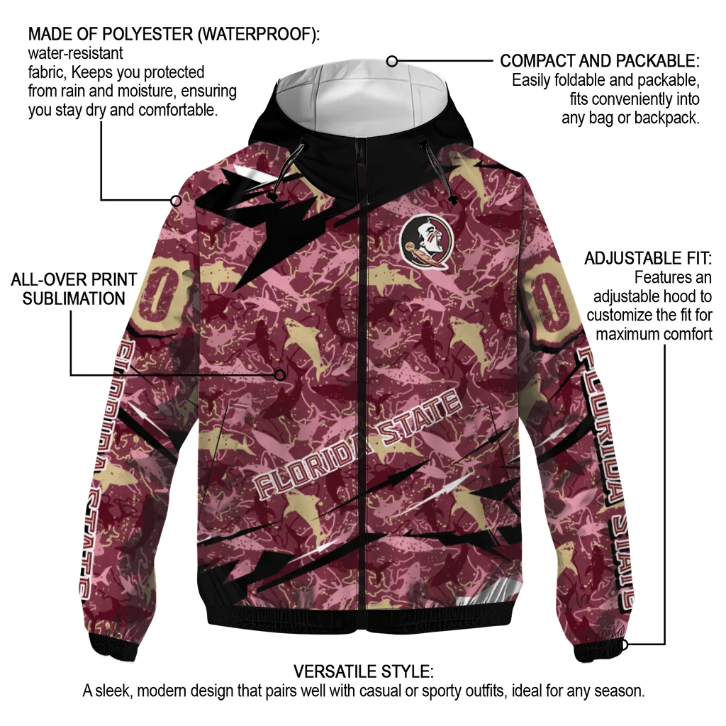 personalized florida state seminoles shark art garnet windbreaker jacket new arrival personalized florida state seminoles shark art garnet windbreaker jacket new arrival