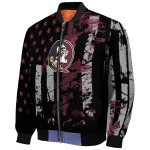 personalized florida state seminoles star stripes garnet black bomber jacket best selling