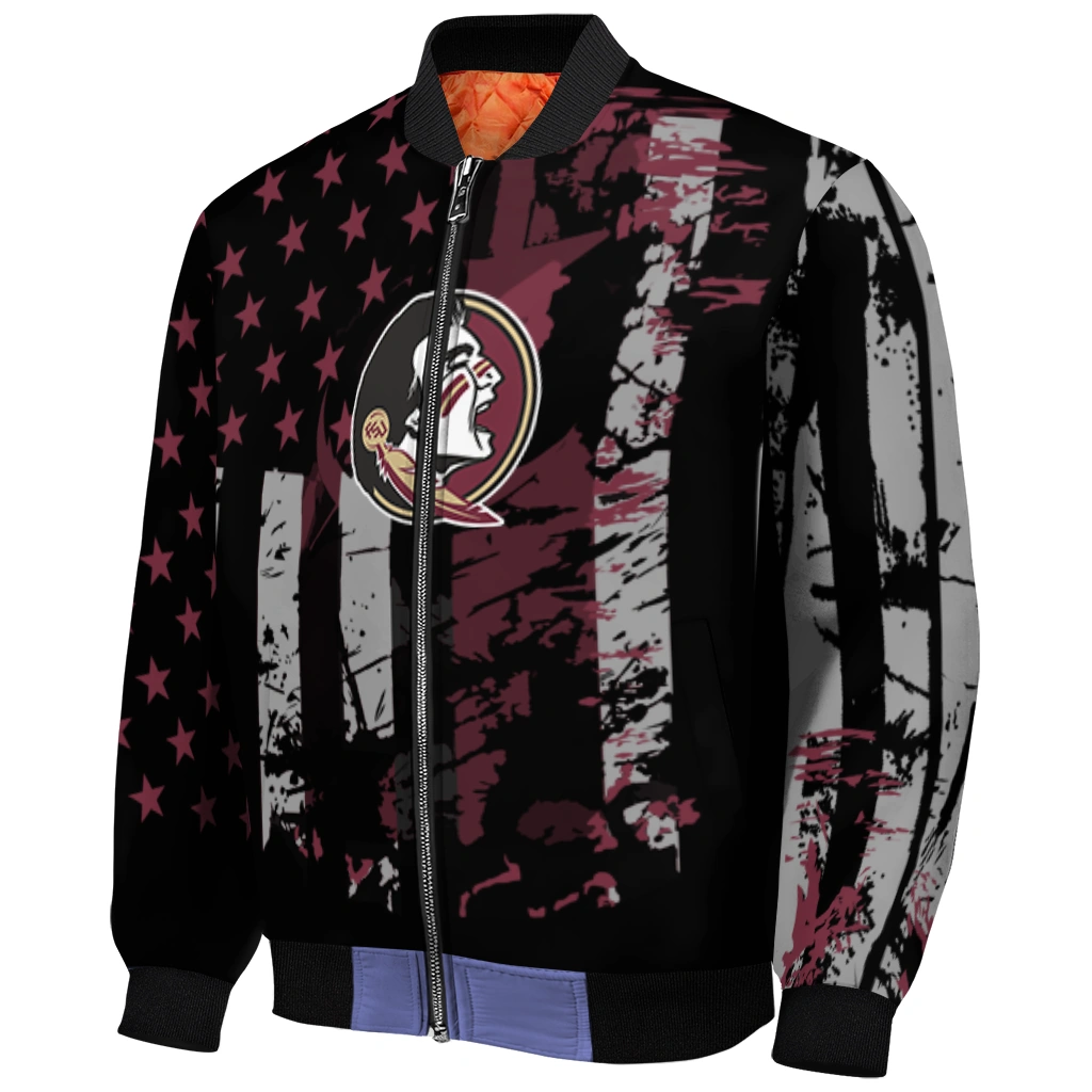 personalized florida state seminoles star stripes garnet black bomber jacket fashion forward personalized florida state seminoles star stripes garnet black bomber jacket fashion forward