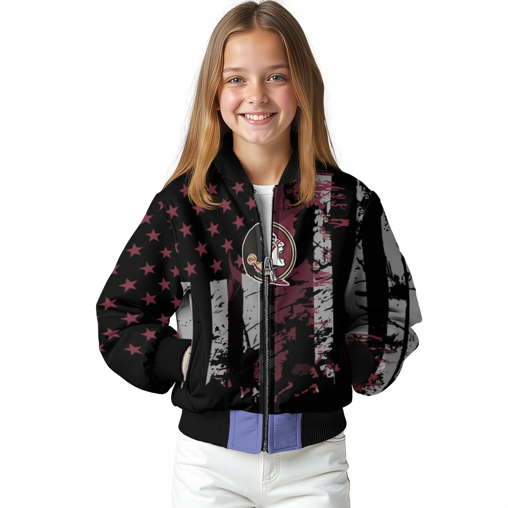 personalized florida state seminoles star stripes garnet black bomber jacket top rated personalized florida state seminoles star stripes garnet black bomber jacket top rated