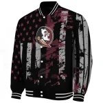 personalized florida state seminoles star stripes garnet black varsity jacket best selling