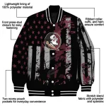 personalized florida state seminoles star stripes garnet black varsity jacket best selling