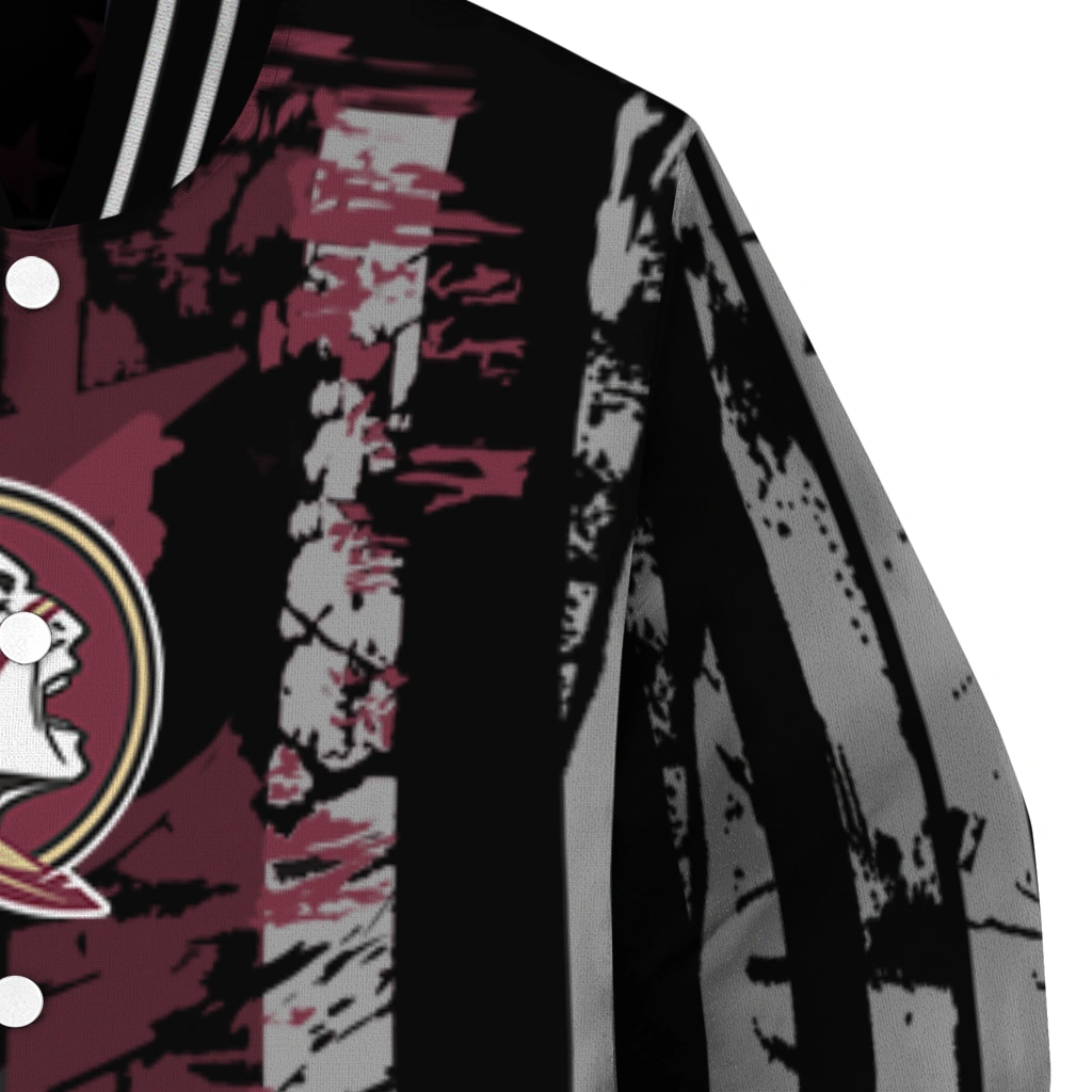 personalized florida state seminoles star stripes garnet black varsity jacket premium grade personalized florida state seminoles star stripes garnet black varsity jacket premium grade