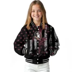 personalized florida state seminoles star stripes garnet black varsity jacket best selling