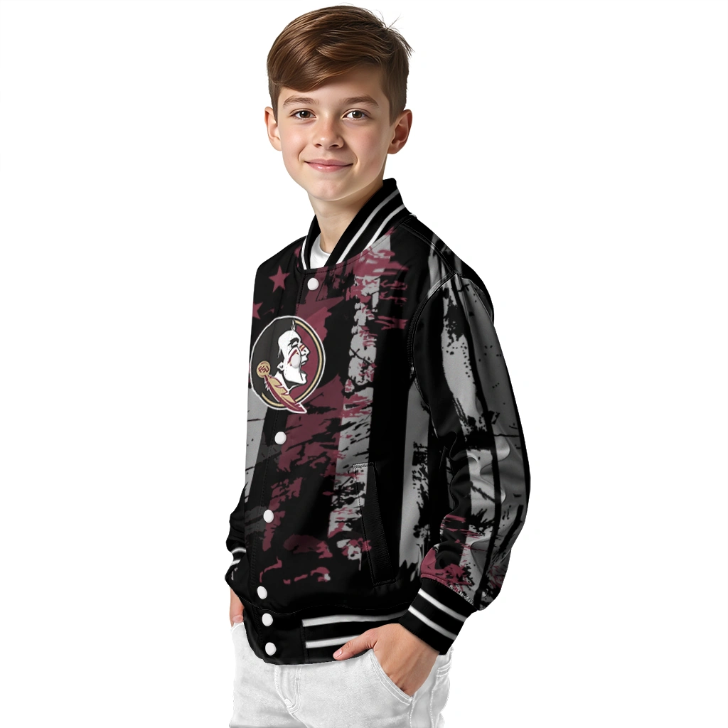 personalized florida state seminoles star stripes garnet black varsity jacket trendy personalized florida state seminoles star stripes garnet black varsity jacket trendy