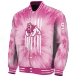 personalized fresno state bulldogs pink tie dye pink varsity jacket best selling
